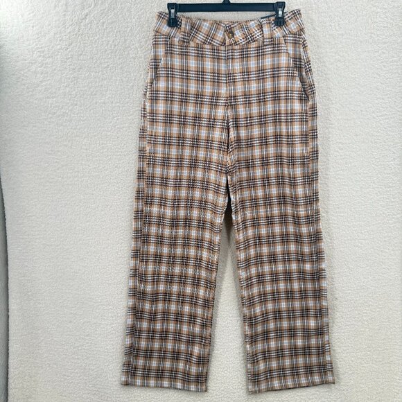 Hollister Pants - Hollister Women's 5R Beige Brown Plaid High Rise Baggy Wide Leg pants New 27
